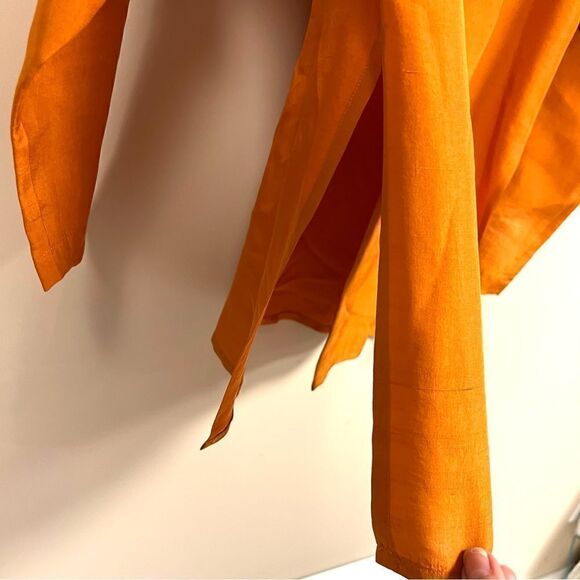 Anne Pinkerton longline raw silk orange tunic Sz S - Picture 3 of 9